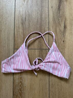 Skatie Pink Zebra Print Bikini Top